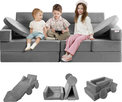 Vevor Play Couch 15pcs Modular Kids Foam Sofa with High-Density 25D Sponge New