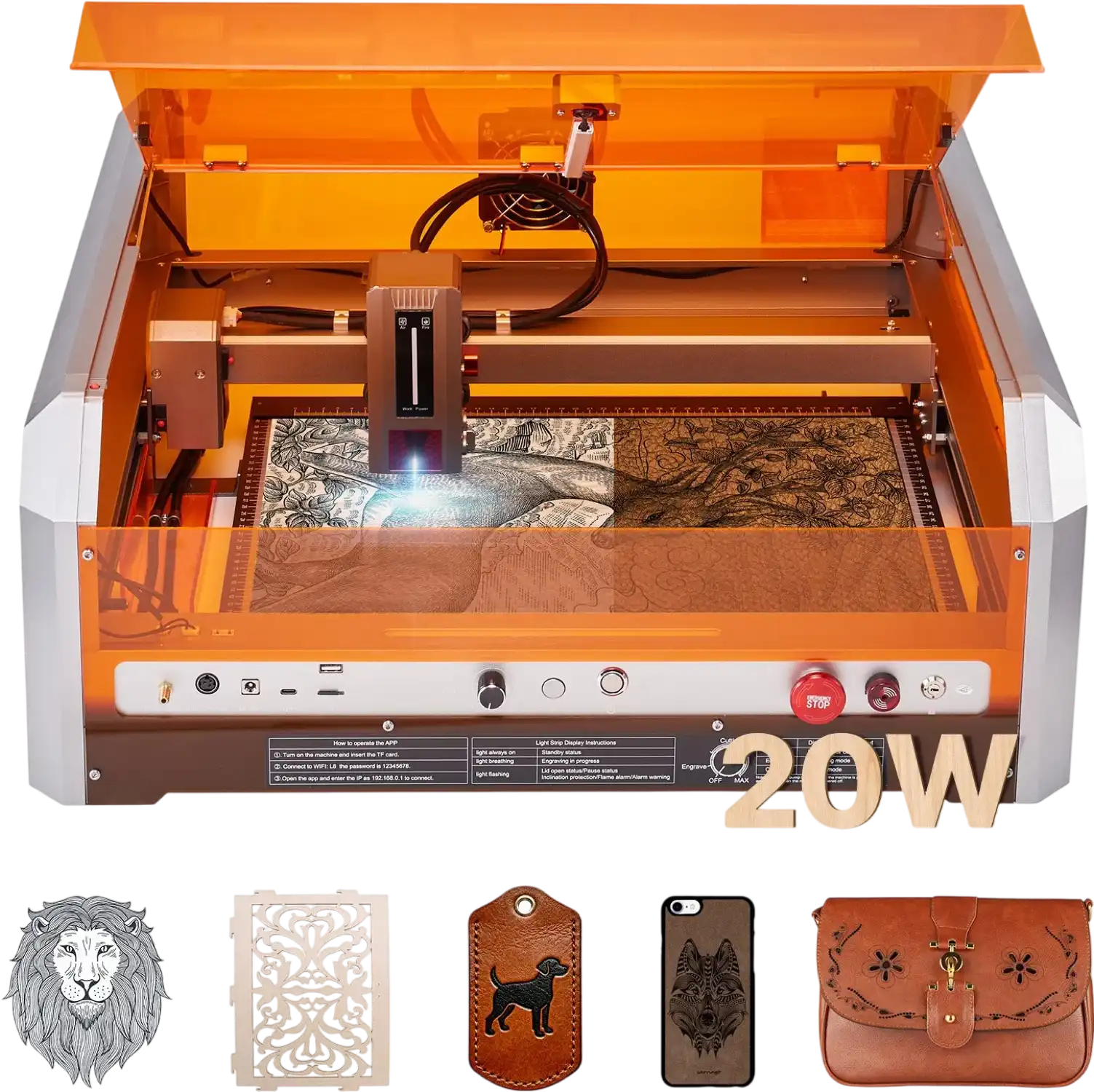 Vevor Laser Engraver 20W with Enclosure Camera 15.7