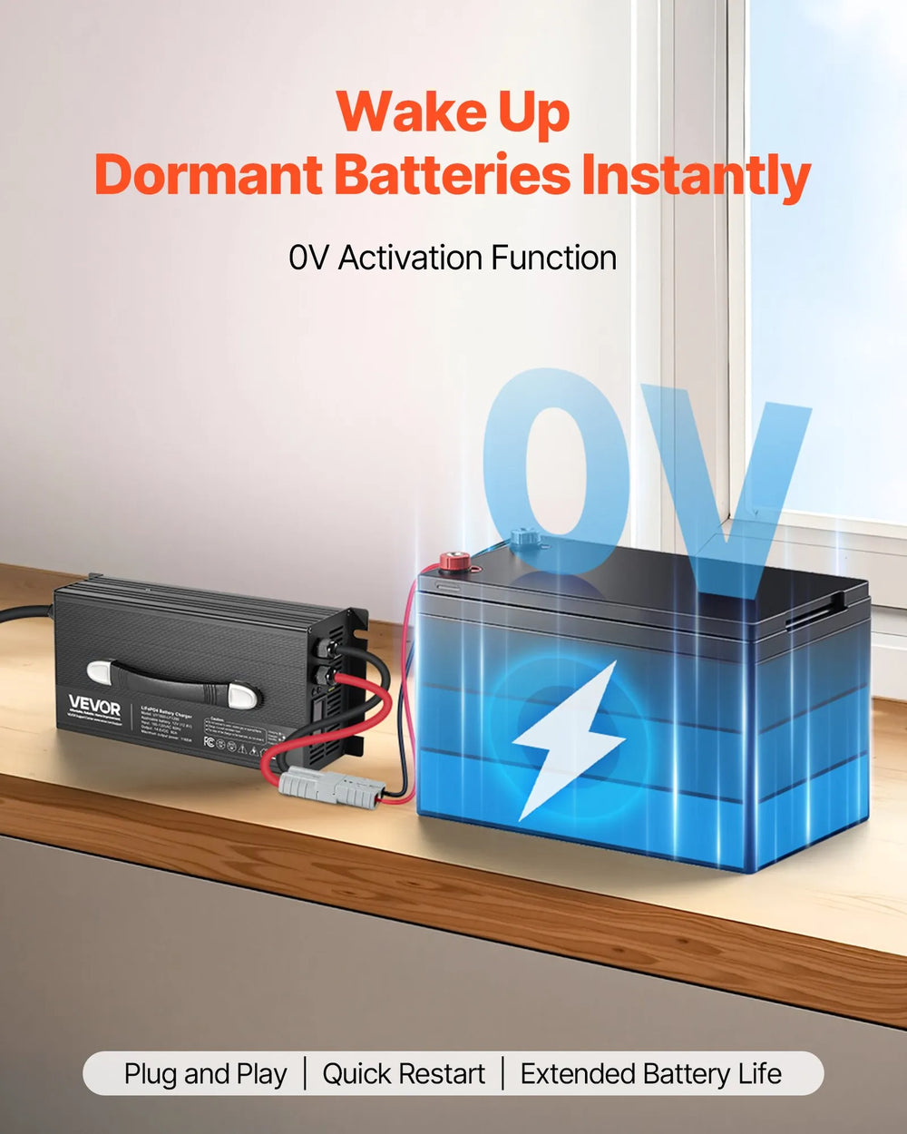 Vevor Lithium Battery Charger 12V 80A LiFePO4 with Anderson Connector New