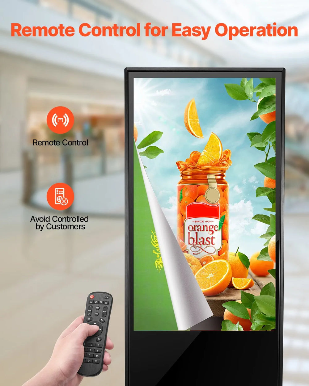 Vevor Digital Signage Display 43" Screen 2K UHD LCD Standing Kiosk New
