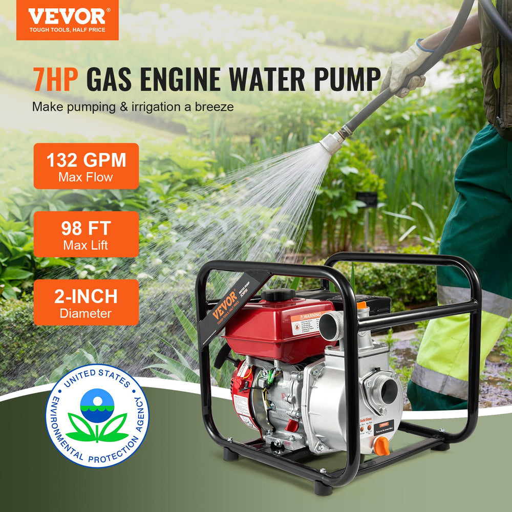 Vevor Gasoline Engine Water Transfer Pump 2" 7HP 4-Stroke New