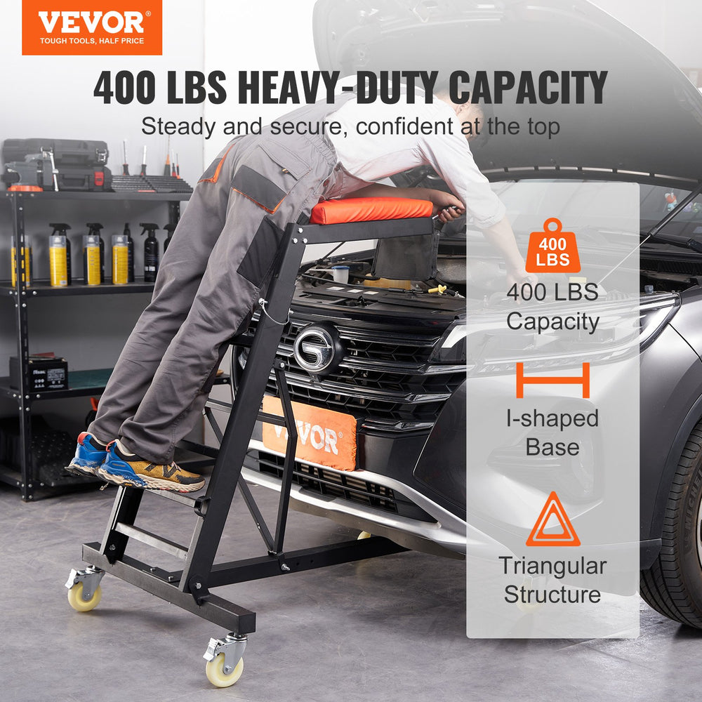 Vevor Automotive Top Creeper with Adjustable Height 45.7" to 66.3" 400lbs Capacity New
