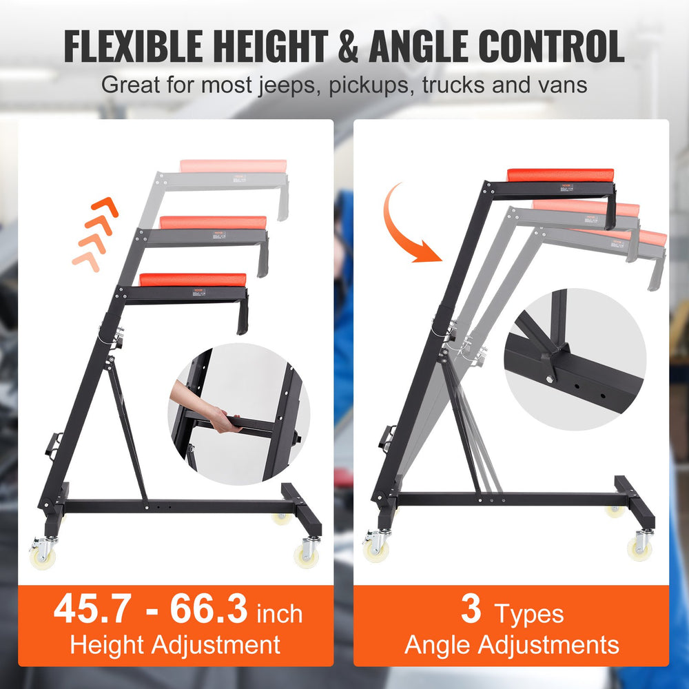 Vevor Automotive Top Creeper with Adjustable Height 45.7" to 66.3" 400lbs Capacity New