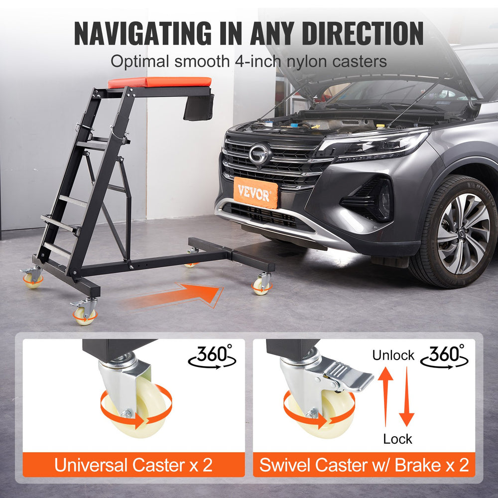 Vevor Automotive Top Creeper with Adjustable Height 45.7" to 66.3" 400lbs Capacity New