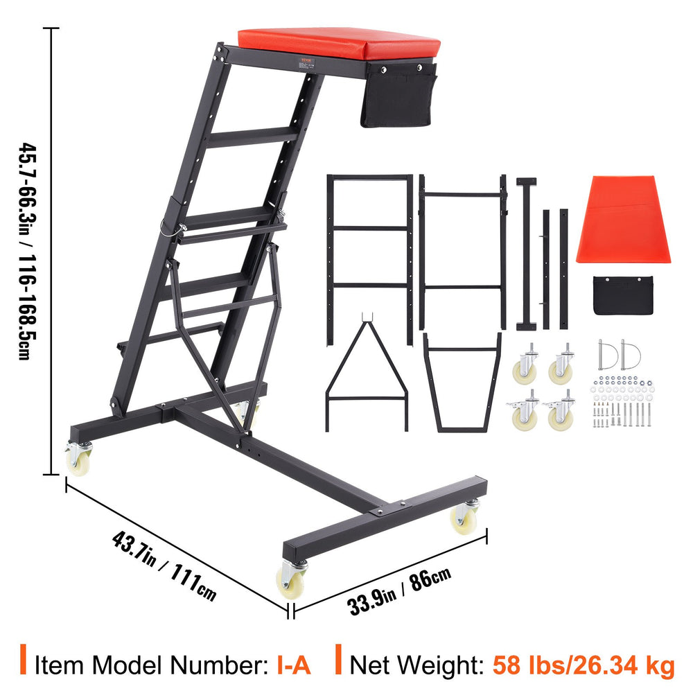 Vevor Automotive Top Creeper with Adjustable Height 45.7" to 66.3" 400lbs Capacity New