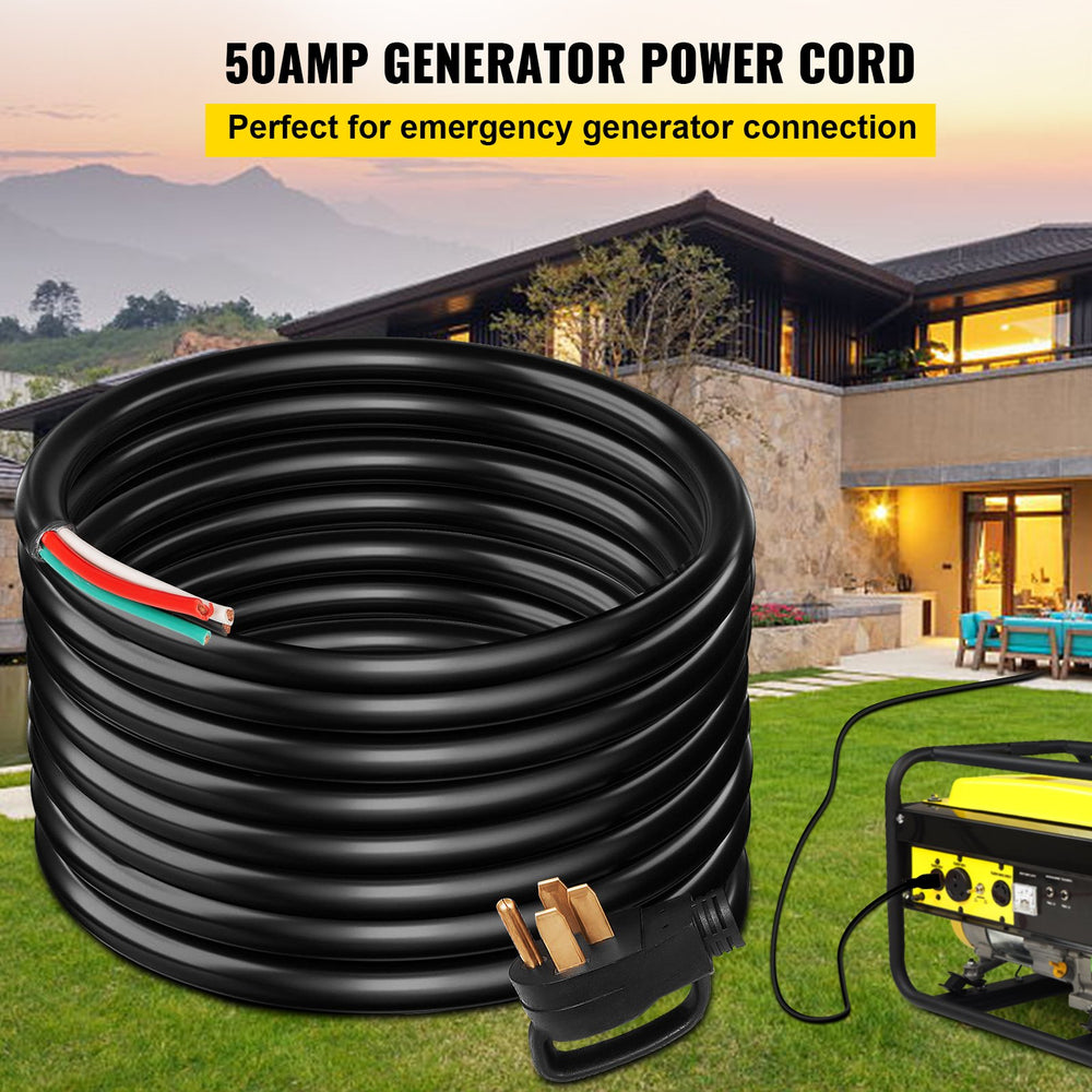 Vevor Generator Extension Cord N14-50P to Bare Wire 40 Ft 50 Amp 6 Gauge STW 6/3+8/1 New