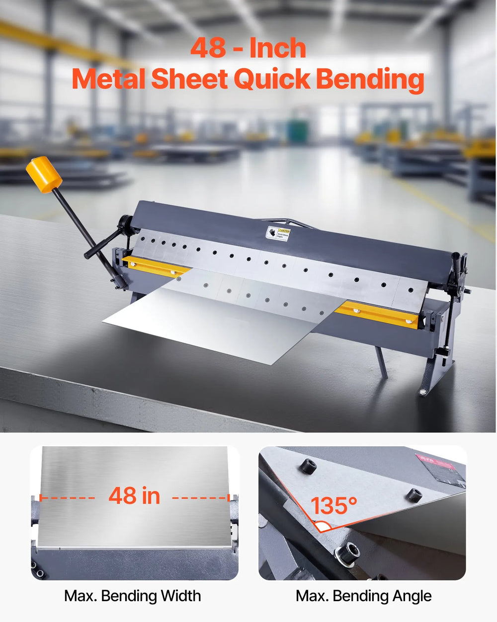 Vevor Box and Pan Brake 48" Sheet Metal Bender 16-Gauge Capacity with 16 Fingers 0-135° New