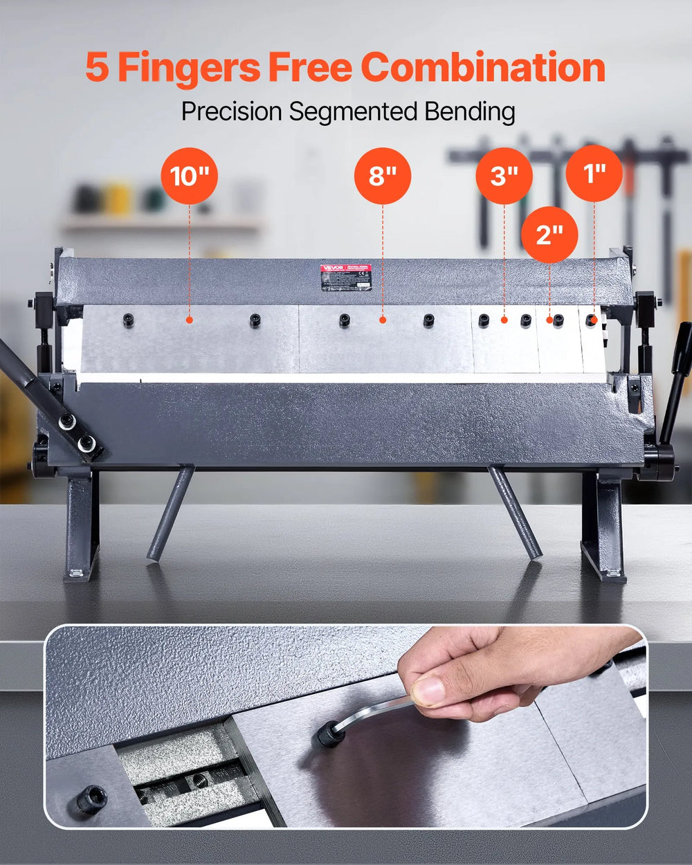 Vevor Box and Pan Brake 24" Sheet Metal Bender with 5 Fingers 0-135° Adjustable New