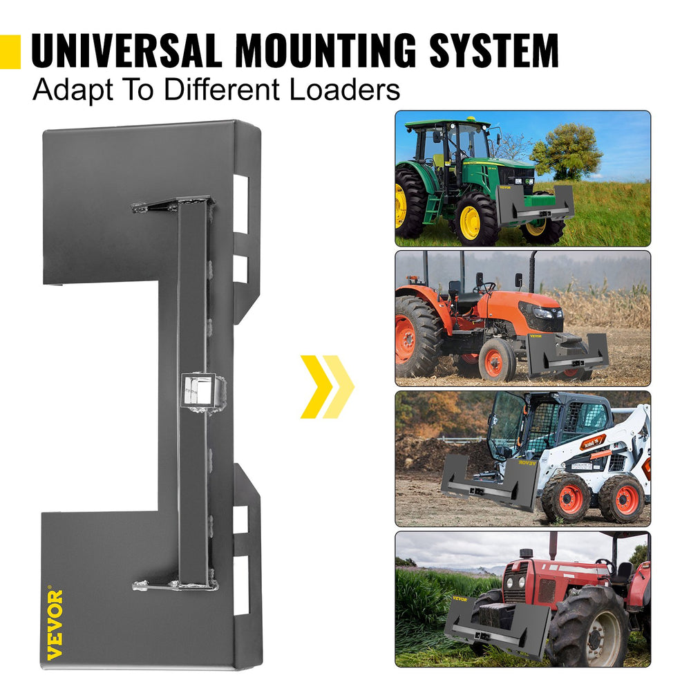 Vevor Universal Skid Steer Mount Plate 1/4" Thick 3000 Lbs Capacity Quick Attach New