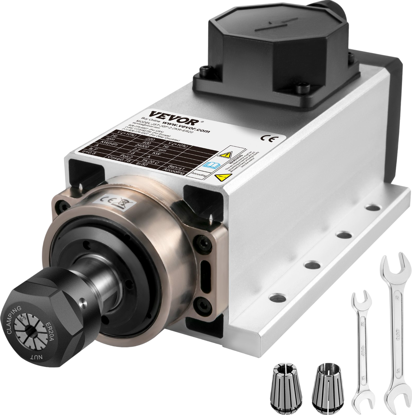Vevor CNC Spindle Motor Air Cooled 2.2kW 24000RPM 220V ER20 Collet New