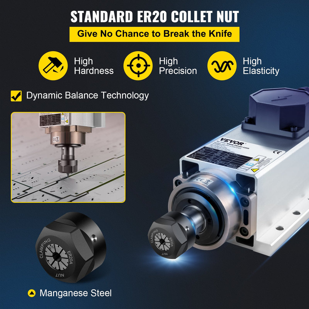 Vevor CNC Spindle Motor Air Cooled 2.2kW 24000RPM 220V ER20 Collet New