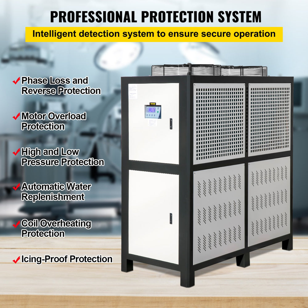 Vevor Air Cooled Chiller 15 Ton Panasonic Compressor 15 HP 150L Built-In Tank Stainless Steel New