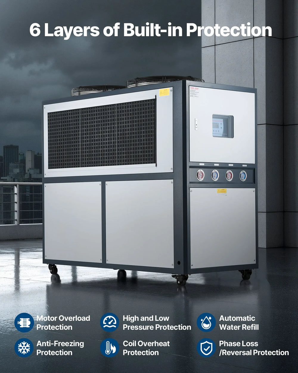 Vevor Air-Cooled Water Chiller 45,360 Kcal/h Cooling Capacity 53 Gal. Tank New