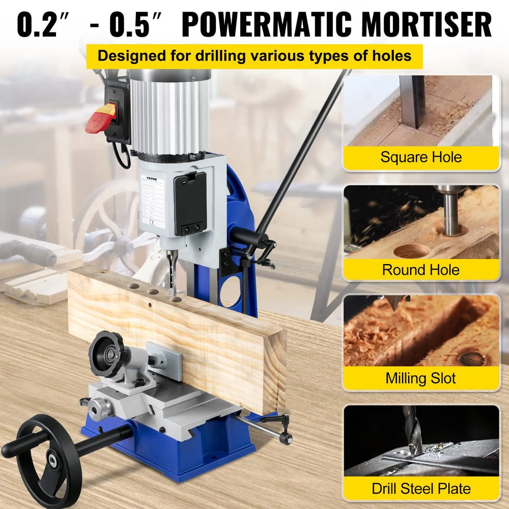 Vevor Mortise Woodworking Machine with Movable Workbench 1/2 HP 1700 RPM New
