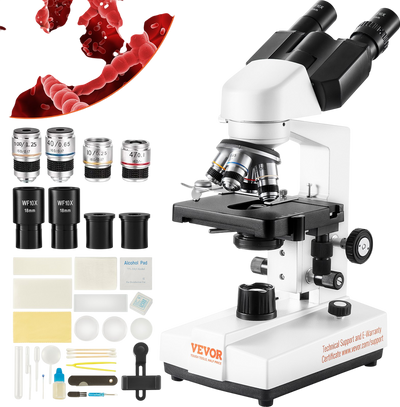 Vevor Binocular Compound Microscope with LED Illumination 40X-2500X Magnification New