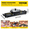Vevor Electric Grill and Hot Pot 2-in-1 Smokeless BBQ Pan Grill 2400W New