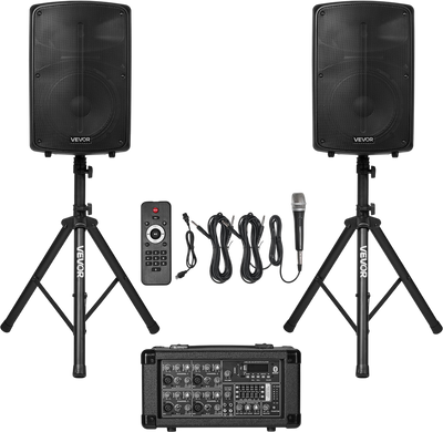 Vevor Portable PA System with 6 Channel Mixer Dual Speakers Wireless Bluetooth 800W New