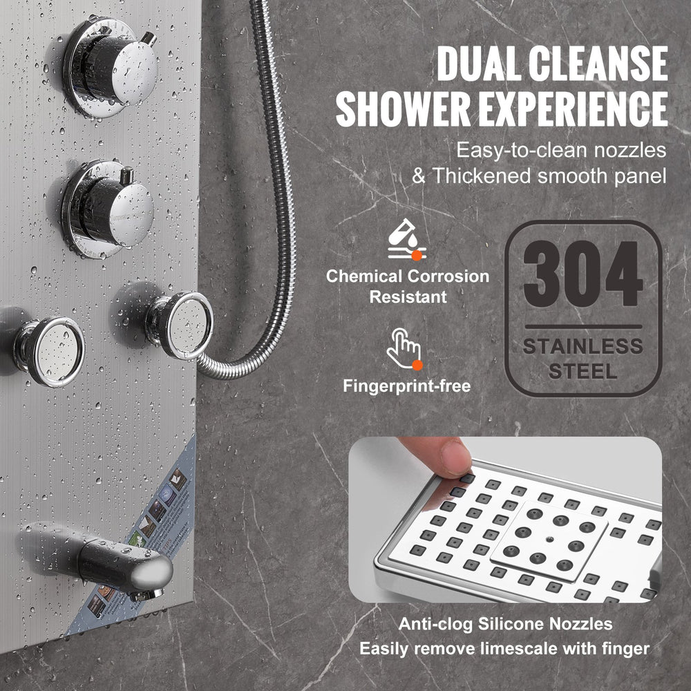 Vevor Shower Panel System with Overhead Rainfall Waterfall & Tub Spout Stainless Steel New