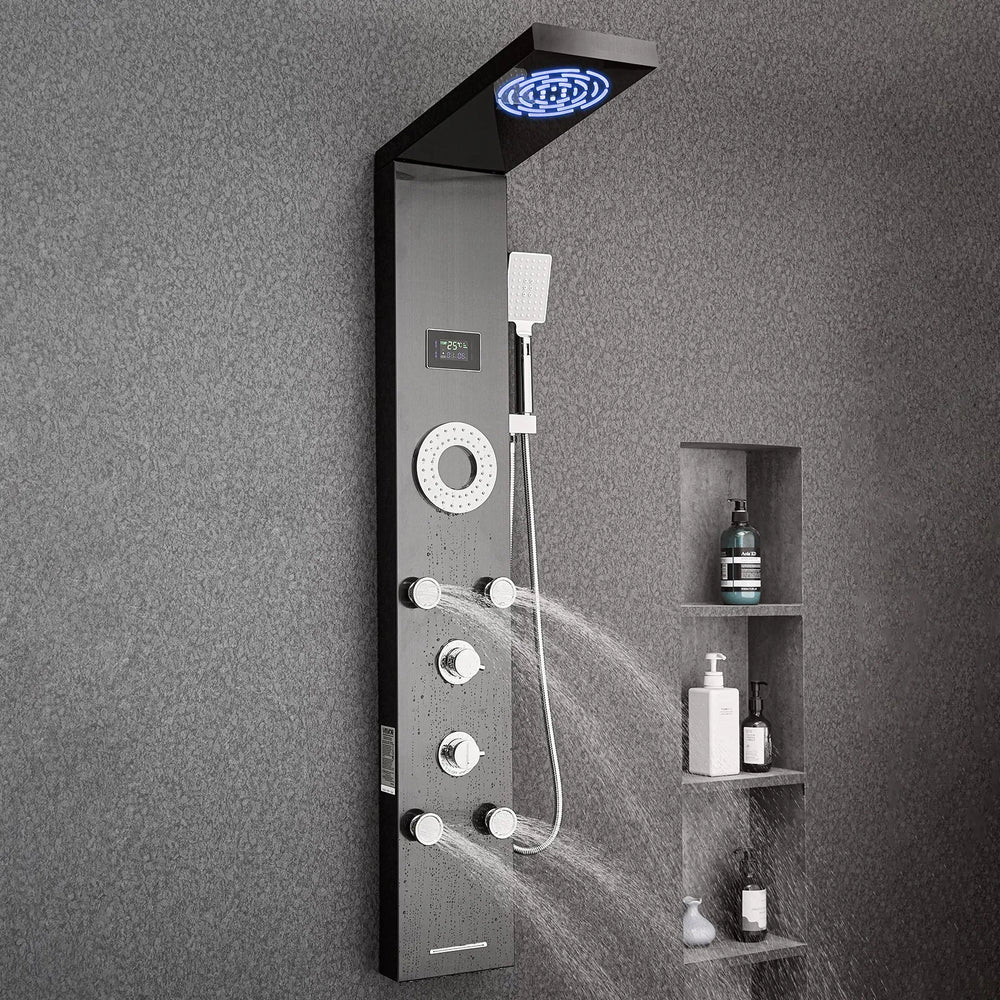 Vevor Shower Panel Tower System with Rainfall Head LED 53 in. 6-Function New