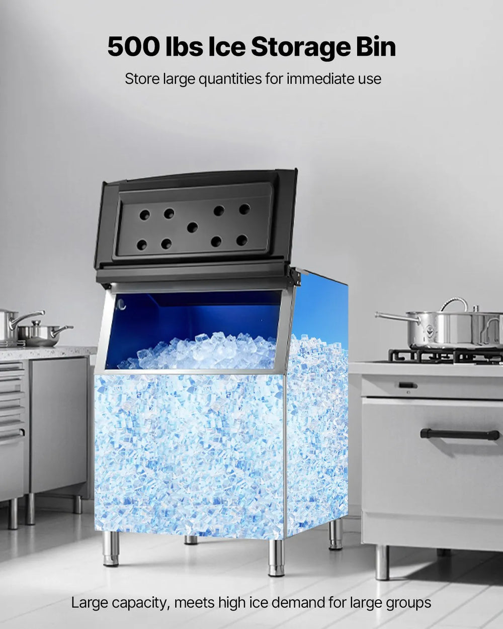 Vevor Commercial Ice Storage Bin 500 lbs Capacity Stainless Steel Gravity Drain New