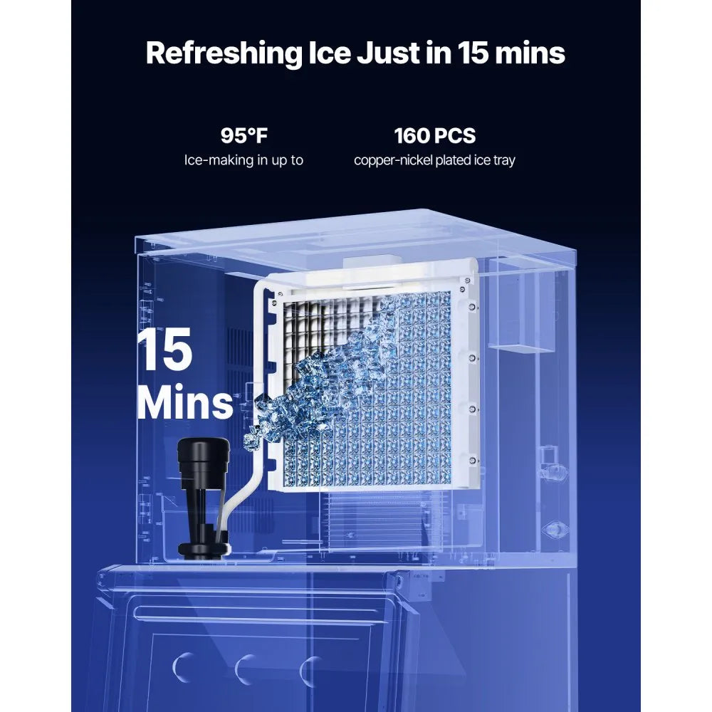 Vevor Commercial Ice Maker Head Unit Only 360 Lbs/Day Self-Cleaning with Touch Panel New