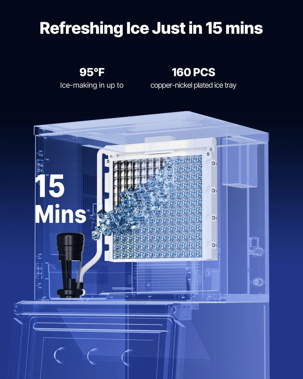 Vevor Commercial Ice Maker Head Unit Only 360 Lbs/Day with Self-Cleaning Touch Panel New