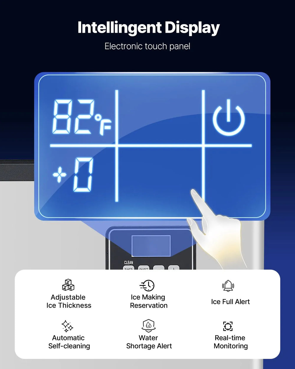 Vevor Commercial Ice Maker Head Unit Only 360 Lbs/Day with Self-Cleaning Touch Panel New