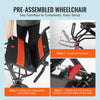 Vevor Wheelchair Aluminum Alloy Transport Chair Foldable 18" Seat 220 Lbs Capacity New