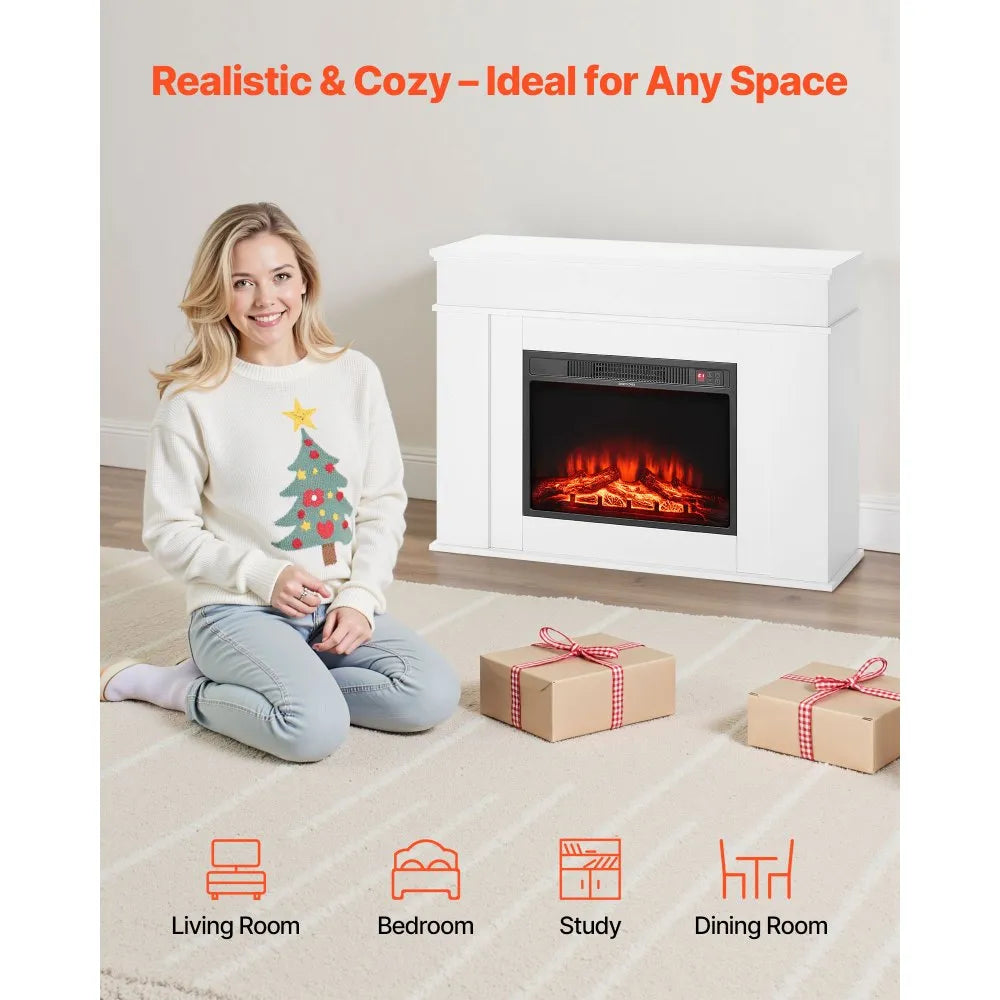 Vevor Electric Fireplace with Mantel 43 in. Adjustable Flames Remote Control 5,120 BTU 1500W New