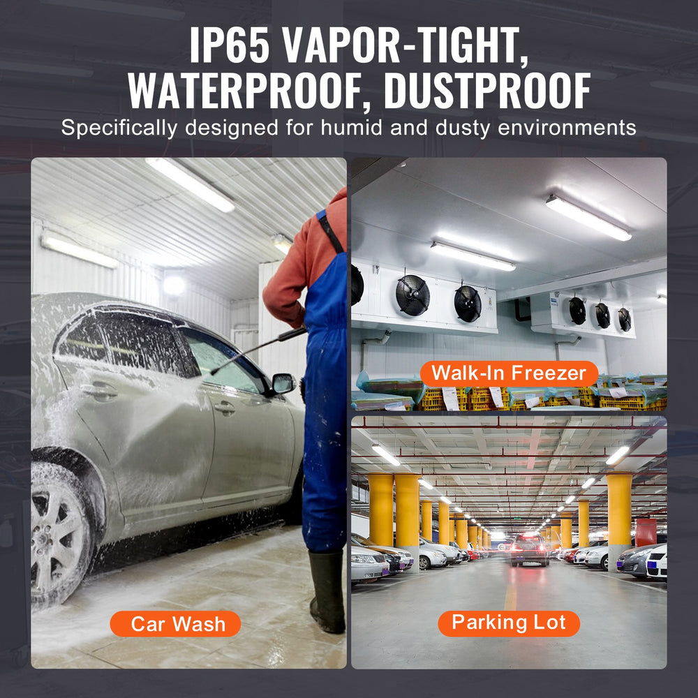 Vevor LED Vapor-Tight Light Fixture 4FT 60 Watt 7400LM 5000K IP65 Waterproof 4-Pack New