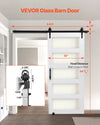 Vevor Sliding Barn Door 36 x 84 in. Frosted Glass Windows with Hardware Kit New