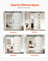 Vevor Sliding Barn Door 36 x 84 in. Frosted Glass Windows with Hardware Kit New