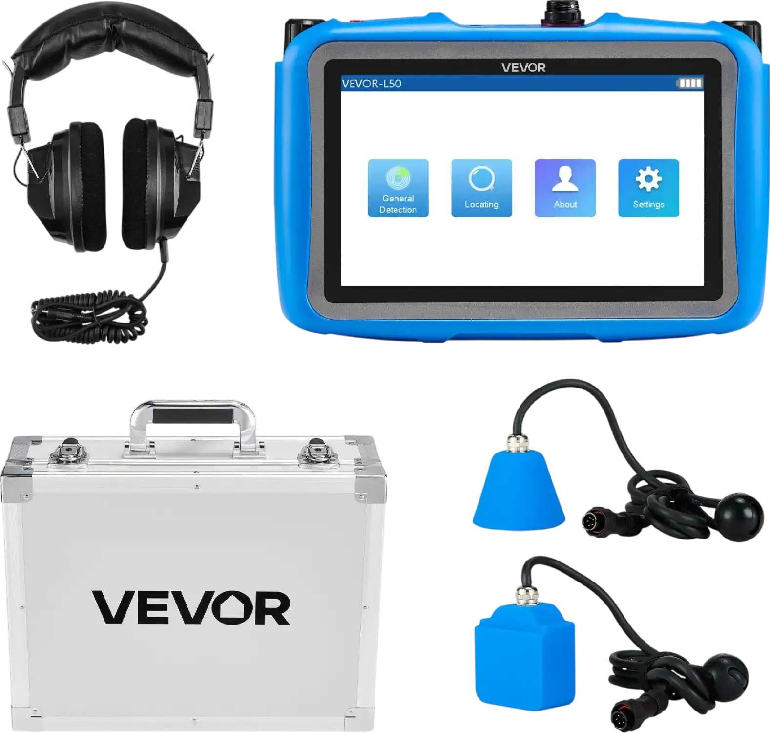 Vevor Pipe Water Leak Detector 1-10000Hz Frequency Range 1.6 ft Depth with Touchscreen New