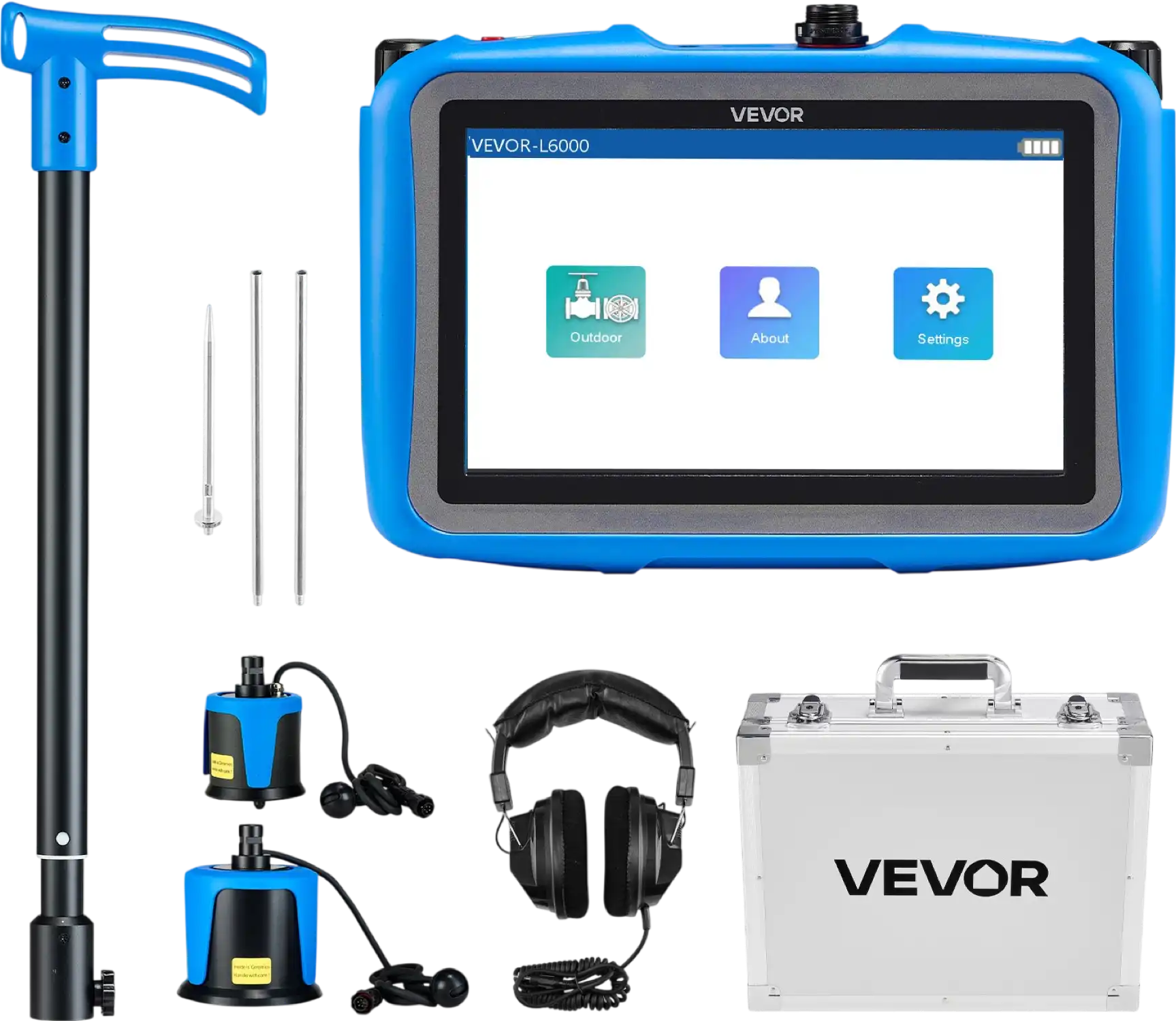 Vevor Pipe Water Leak Detector 1-10000Hz with 2 Sensors 16.4 ft Depth 7