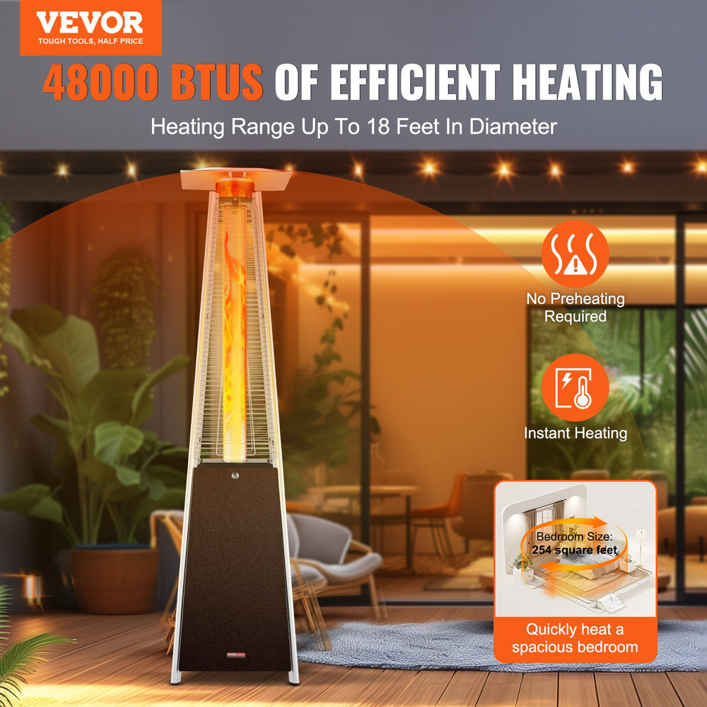 Vevor Propane Patio Heater 48000 BTU Bronze Pyramid with Wheels New