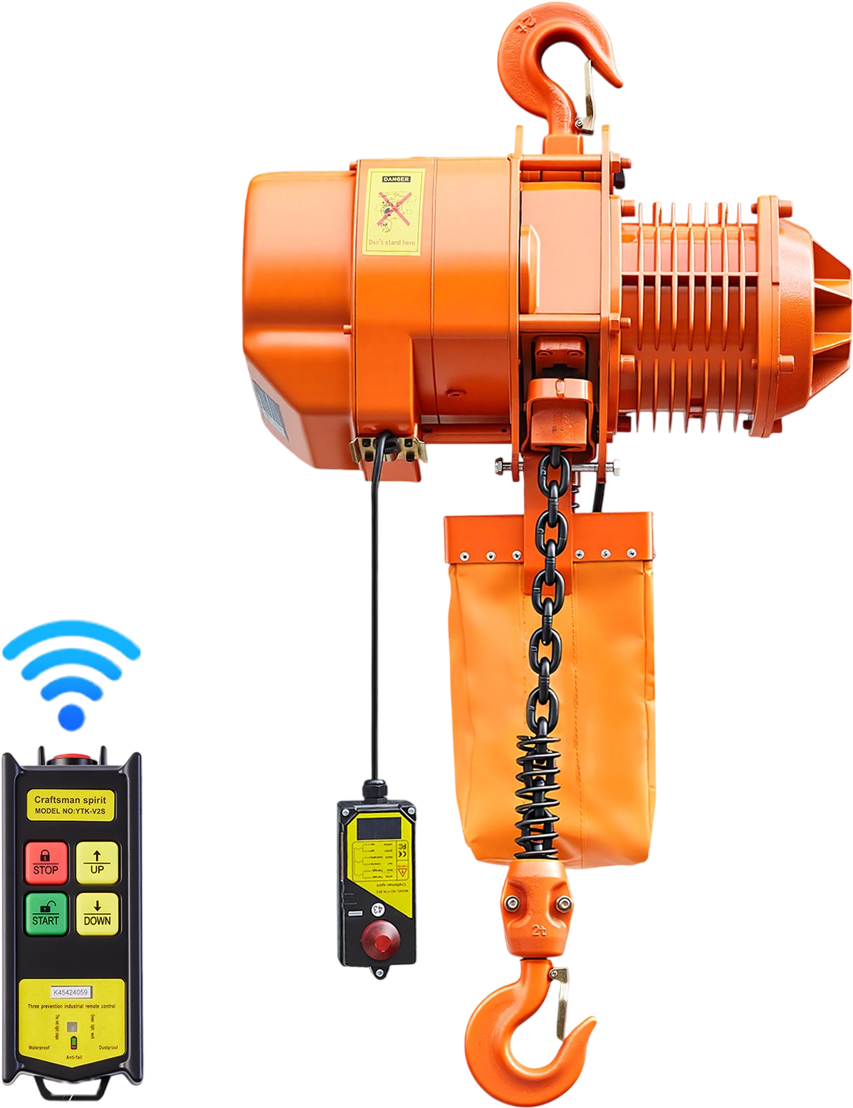 Vevor Electric Chain Hoist 4,400 lbs. 20 ft. Lift Height Single G100 Chain Remote Control 3-Phase 240/480V New