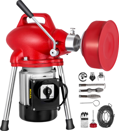 Vevor Electric Drain Cleaner Auger 40 FT x 3/5 Inch Steel Cable 250W with 6 Cutters New