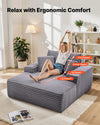 Vevor Chaise Lounge Chair 48 in. Upholstered Oversized with Throw Pillows New