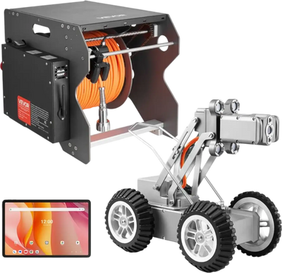 Vevor Sewer Pipe Inspection Robot 394 Ft Detection 2MP Cameras with Touchscreen Tablet New