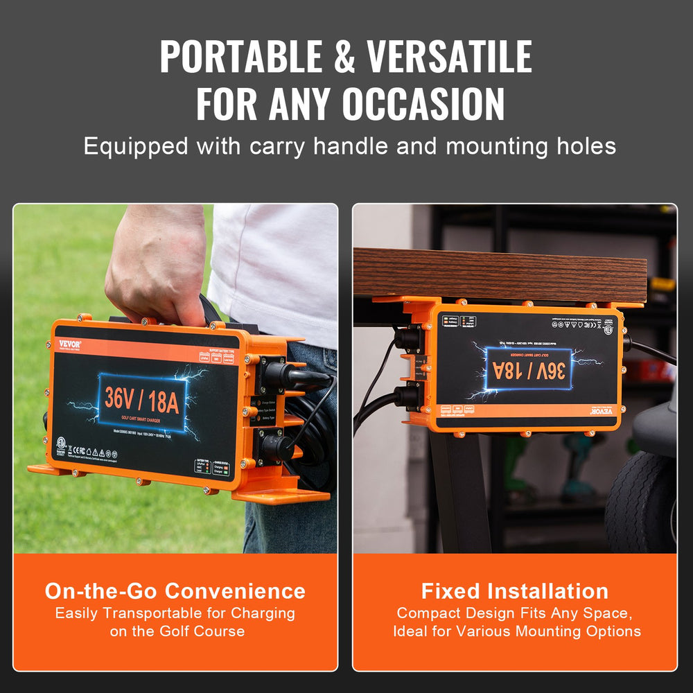 Vevor Golf Cart Battery Charger 36V 18 Amp with Crowfoot Plug New