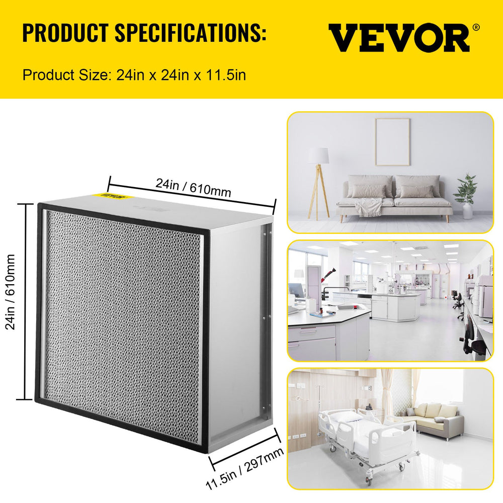 Vevor HEPA Air Filter Replacement 24" x 24" x 11.5" Pleated with Galvanized Frame New