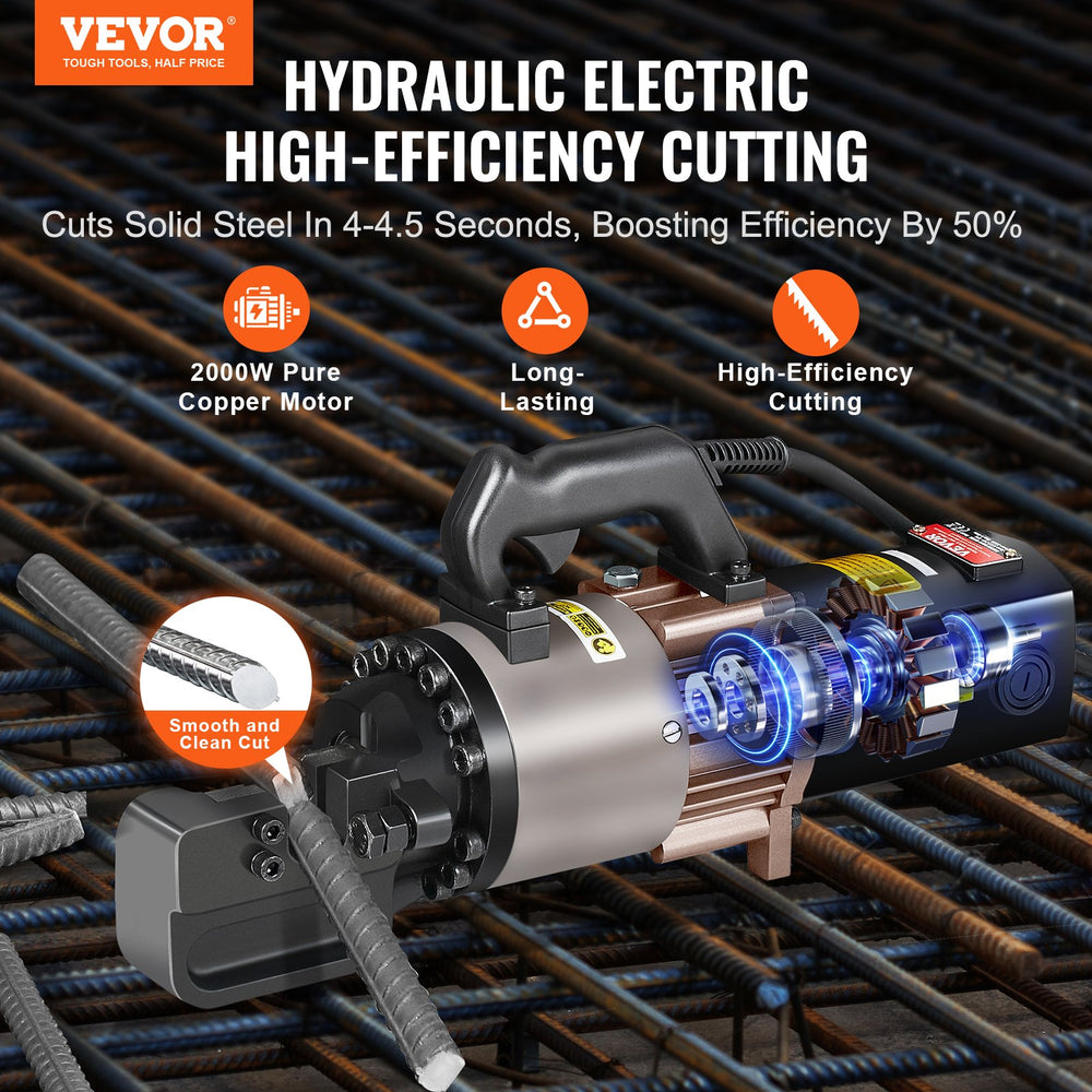 Vevor Hydraulic Rebar Cutter with Adjustable Cutting Range 0.2"-1.1" 2000W New