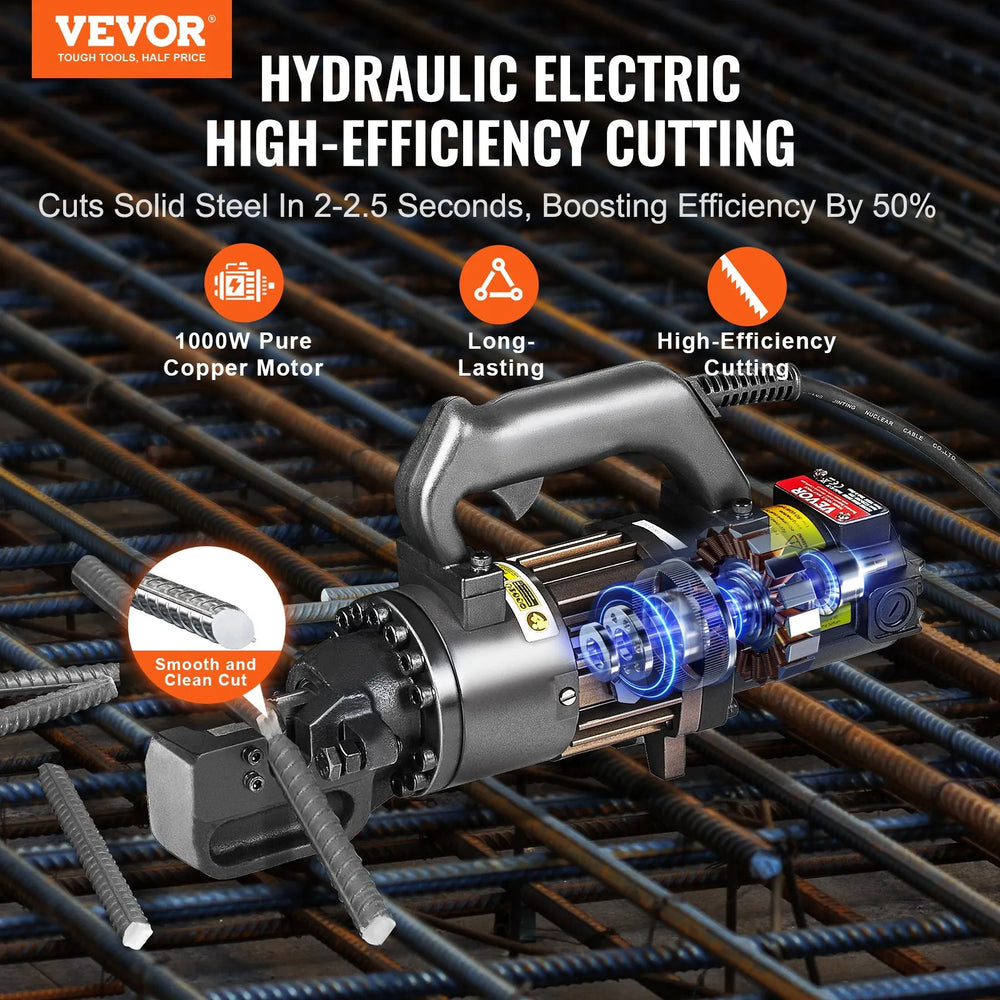Vevor Electric Hydraulic Rebar Cutter with 4-20mm Cutting Range 1000W New
