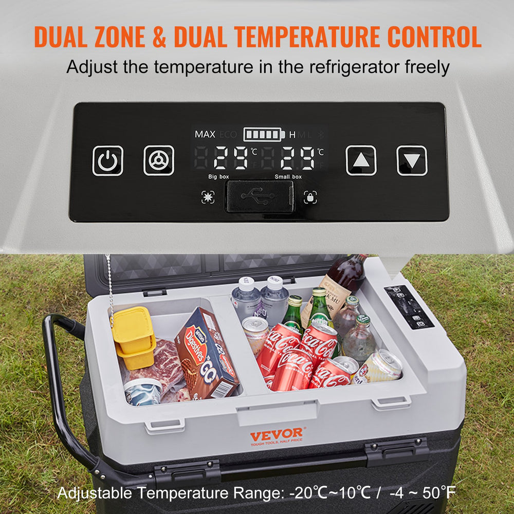 Vevor Car Refrigerator and Freezer Portable Dual Zone Adjustable Temp 56 QT New