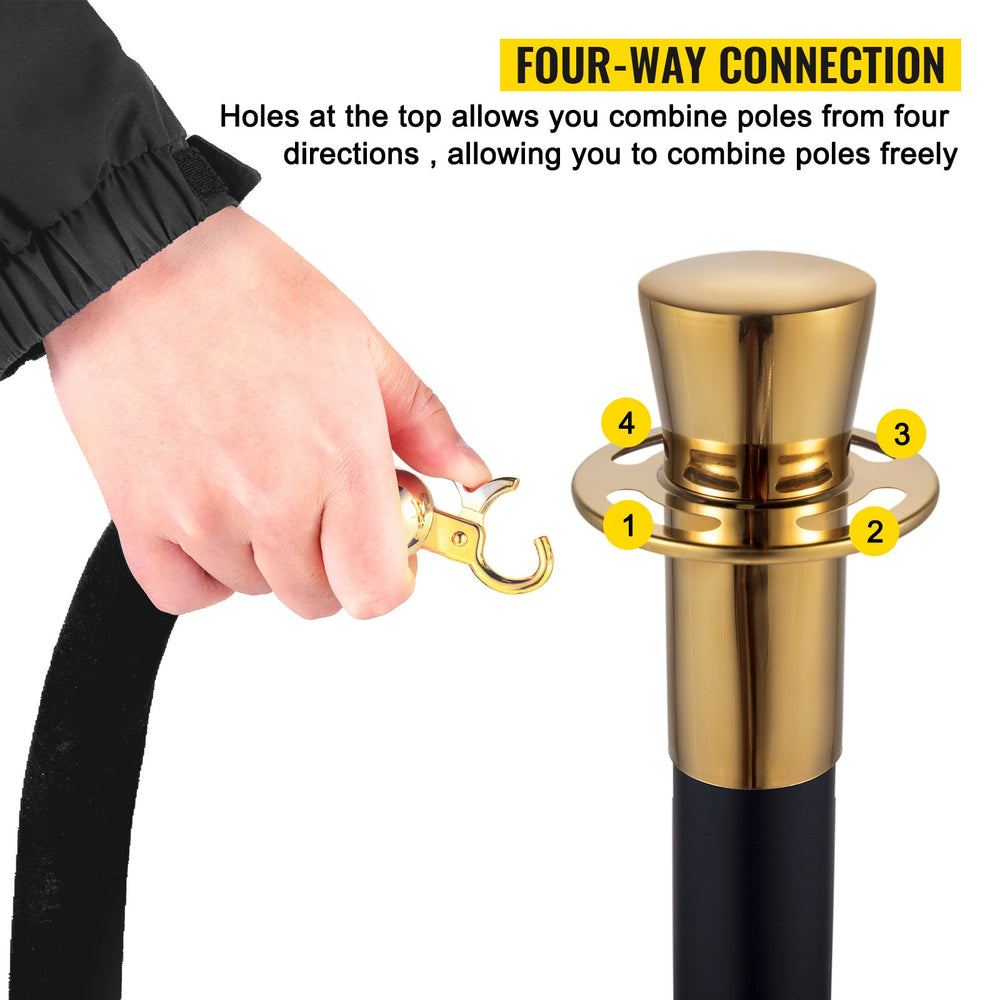 Vevor Crowd Control Stanchion with 5' Black Velvet Rope Set of 6 New