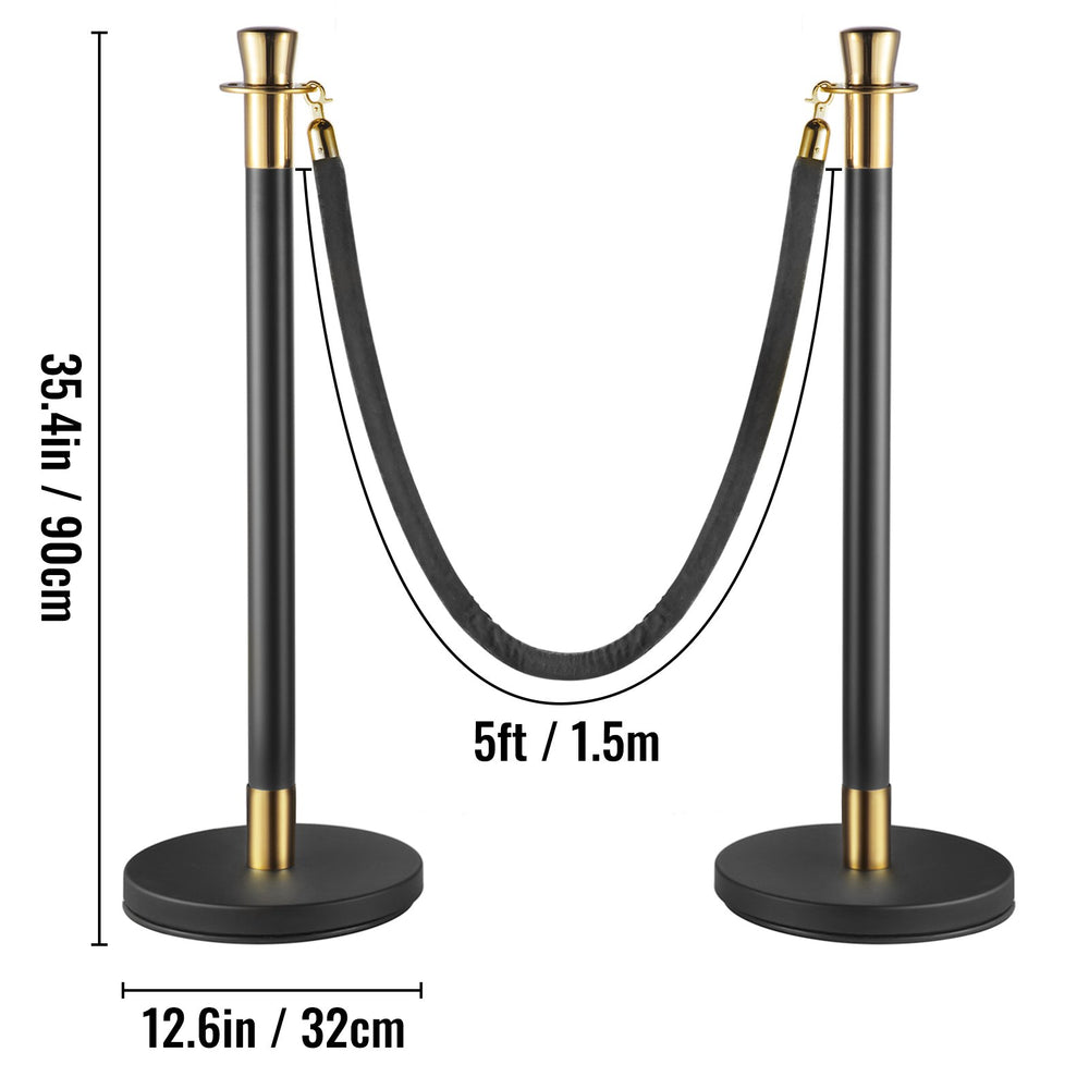 Vevor Crowd Control Stanchion with 5' Black Velvet Rope Set of 6 New