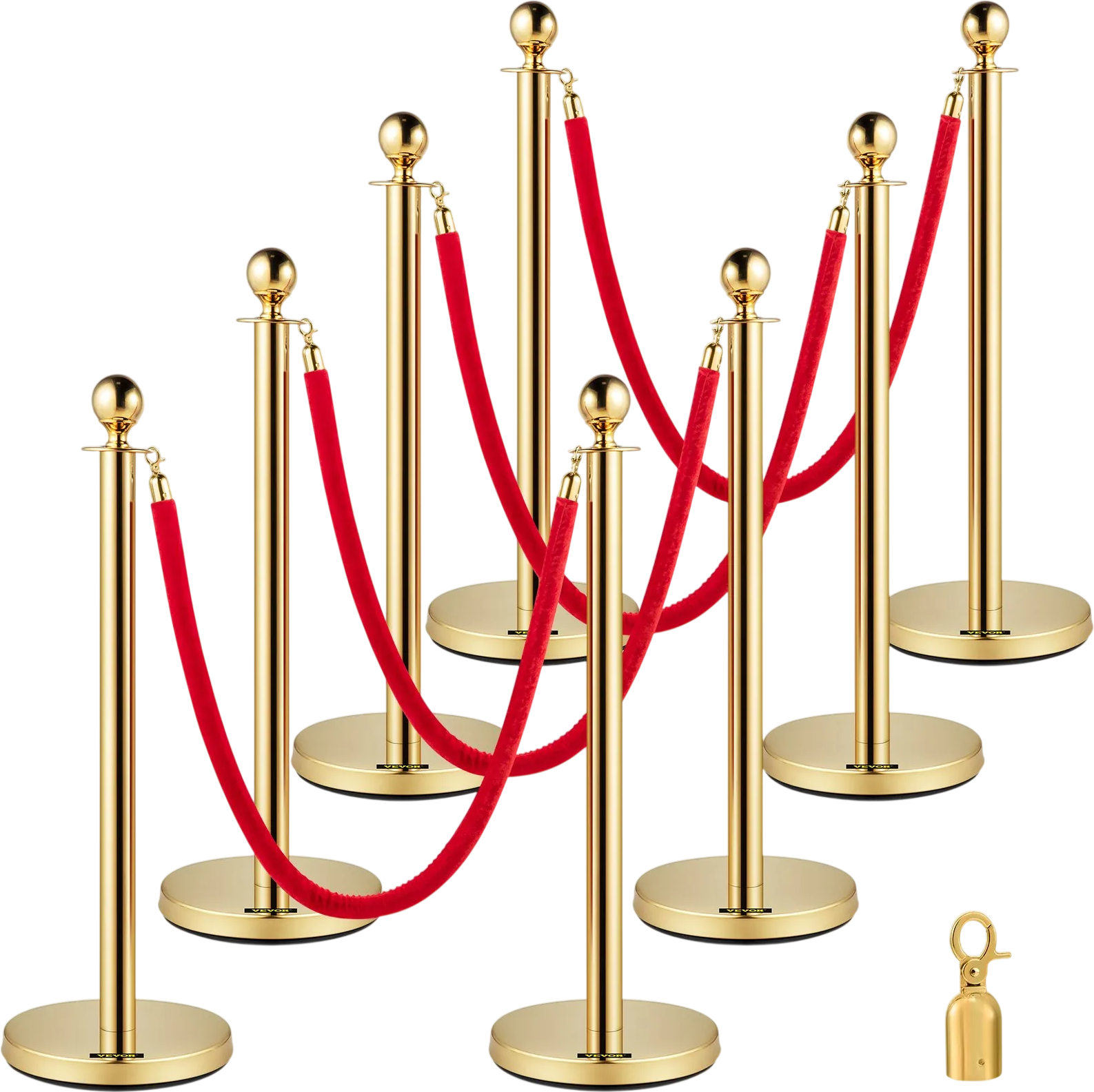 Vevor Crowd Control Stanchion with 5 ft. Velvet Rope Set of 8 New