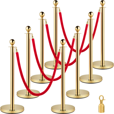 Vevor Crowd Control Stanchion with 5 ft. Velvet Rope Set of 8 New