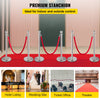 Vevor Silver Stanchion Queue Posts Stainless Steel 6 Pcs Red Rope Retractable 38" New