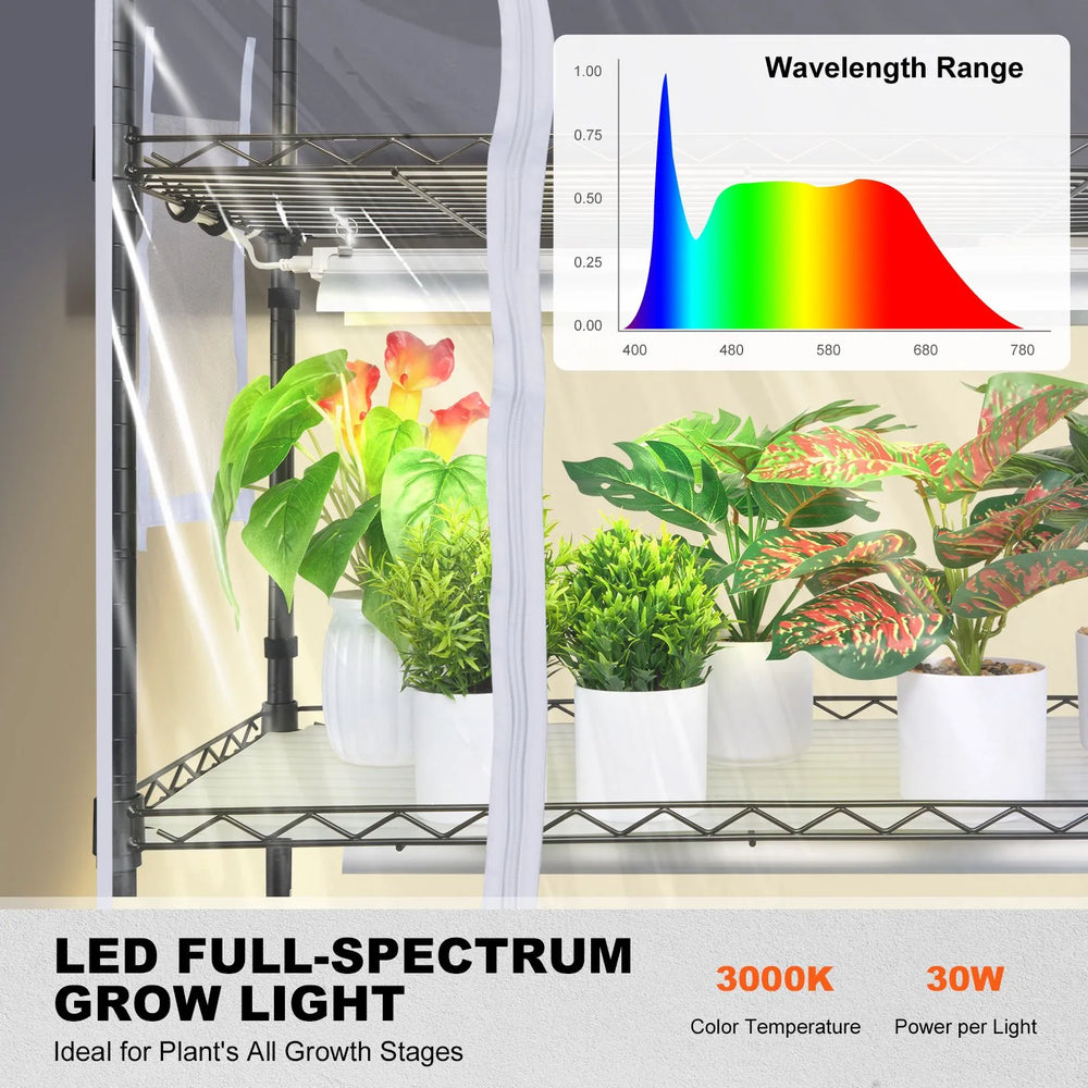 Vevor Plant Stand 4-Tier Shelf with 180W Full Spectrum Grow Light and Timer New